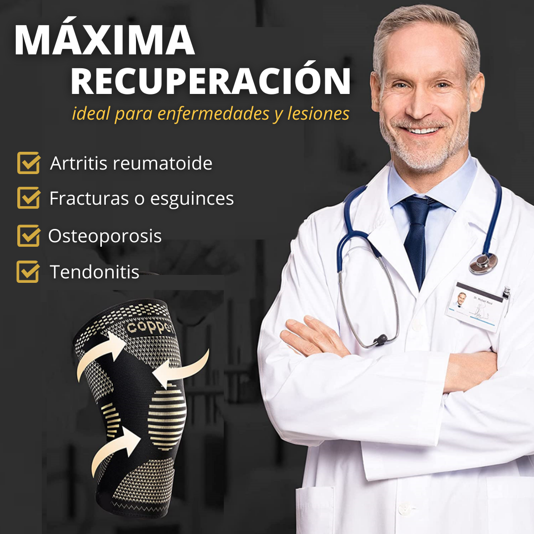 CopperFlex™ - 2 Rodilleras Compresión Fibra De Cobre